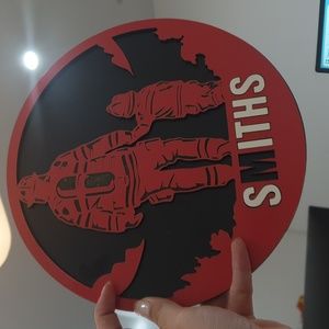 Dad and son fireman wooden frames gift for dad